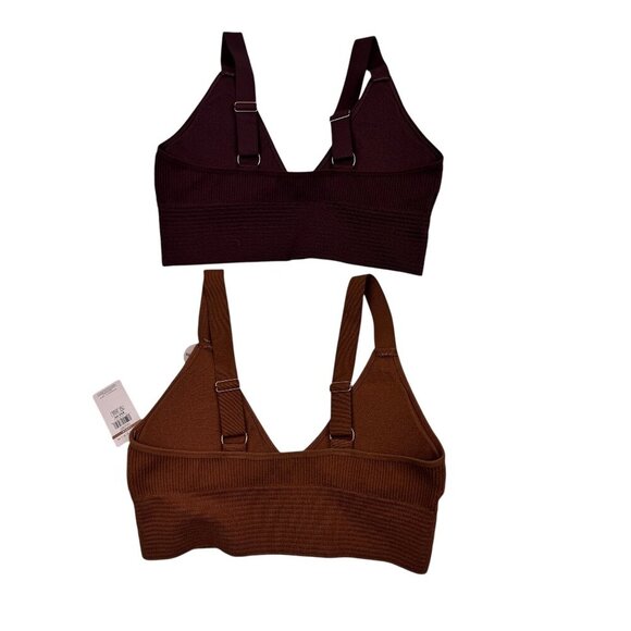 Danskin Soft Ribbed Deep Plunge V-Neck Bras Set of Two Women's Size Large - Picture 2 of 10